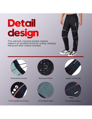 Pantalones de Ciclismo 4ucycling 3X Grande Térmicos Negro/Rojo