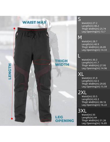Pantalones de Ciclismo de Invierno ROCKBROS Térmicos XL Negros