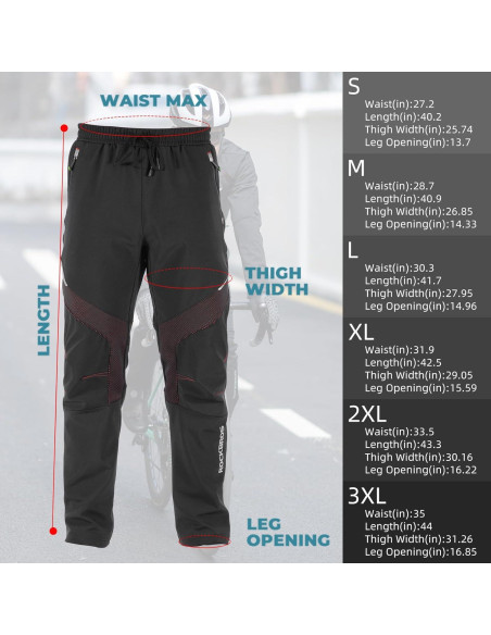 Pantalones de Ciclismo de Invierno ROCKBROS Térmicos XL Negros