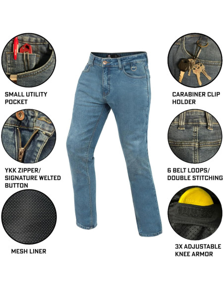 Pantalones de Motocicleta WICKEDSTOCK con Armadura CE Nivel 2