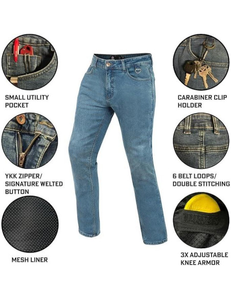 Pantalones de Motocicleta WICKEDSTOCK con Armadura CE Nivel 2