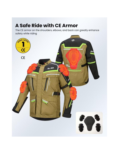 Chaqueta de Motocicleta ILM JRL3 Impermeable Térmica L