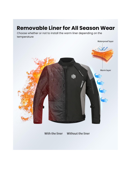 Chaqueta de Motocicleta ILM JF1 Impermeable con Armadura CE M
