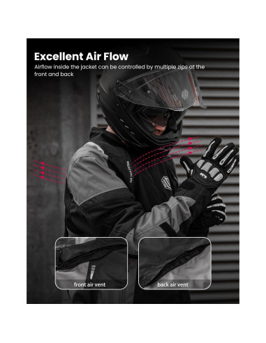 Chaqueta de Motocicleta ILM JF1 Impermeable con Armadura CE M