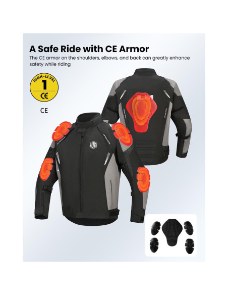 Chaqueta de Motocicleta ILM JF1 Impermeable con Armadura CE M