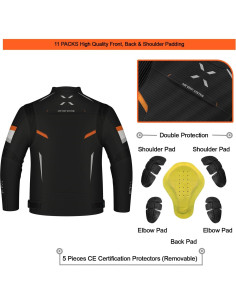 Chaqueta de Motocicleta FTX para Hombres, Acolchada y Ajustable 2