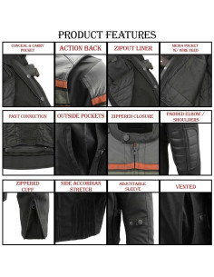 Chaqueta de motocicleta MPM1751 cuero y textil para hombres 2