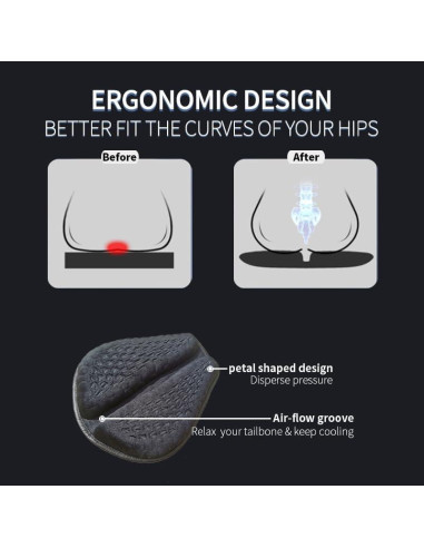 Cojín de Asiento de Gel Feiteplus con Estructura 3D Antideslizante