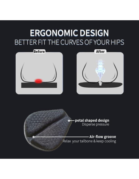 Cojín de Asiento de Gel Feiteplus con Estructura 3D Antideslizante
