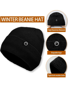 Conjunto de gorro y bufanda de invierno unisex negro 2
