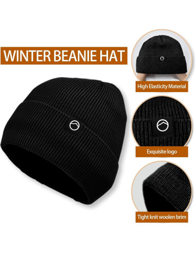 Conjunto de gorro y bufanda de invierno unisex negro