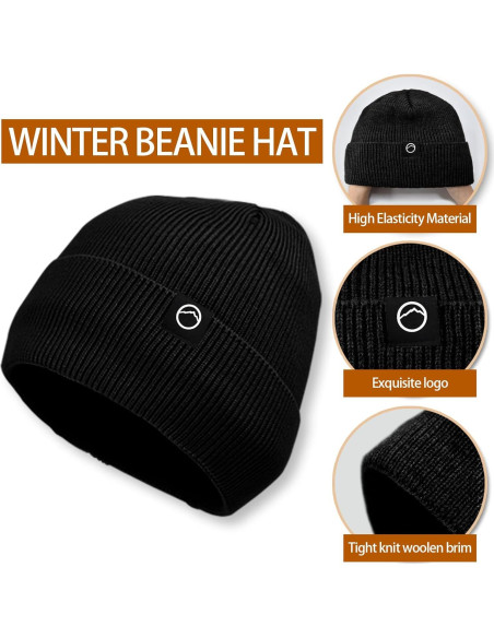Conjunto de gorro y bufanda de invierno unisex negro