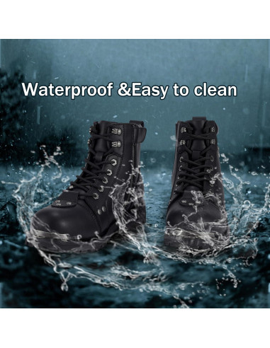 Botas de combate de cuero PU para hombre impermeables 30.3 cm