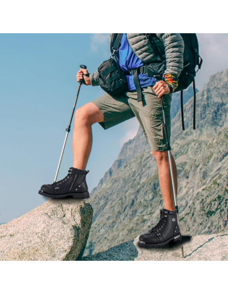 Botas de combate de cuero PU para hombre impermeables 30.3 cm