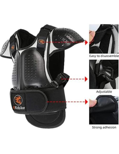Protector de Pecho RIDBIKER para Niños - Chaleco Motocross Ajustable