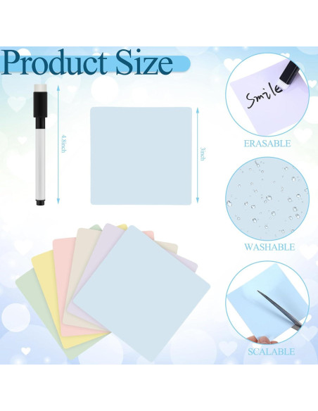 24 Notas Adhesivas Reutilizables Tenceur 7.6x7.6cm con 2 Marcadores