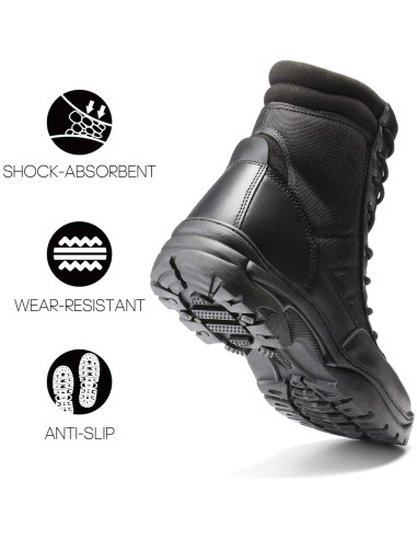 Botas Tácticas NORTIV 8 para Hombre con Cremallera Lateral