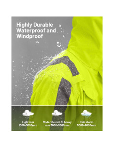 Chaqueta de Lluvia Hi Vis OUMURS 300D Impermeable Grande Amarillo 2