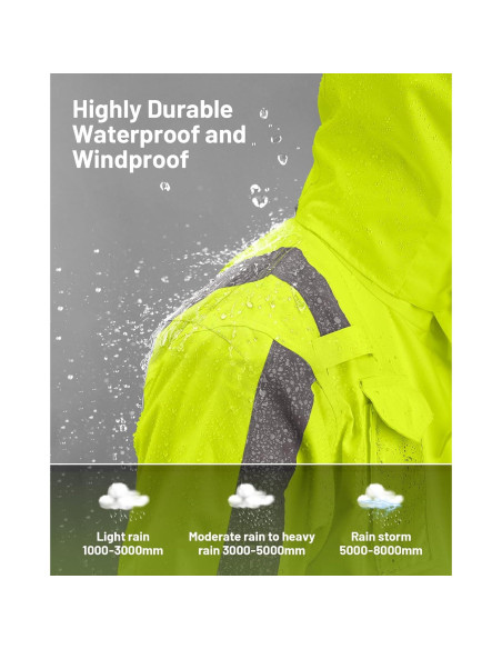 Chaqueta de Lluvia Hi Vis OUMURS 300D Impermeable Grande Amarillo