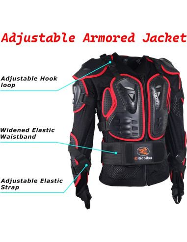 Chaqueta de Protección Completa RIDBIKER Rojo XL para Motocicleta