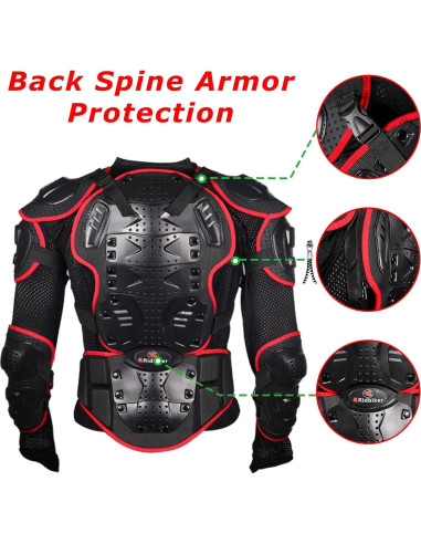 Chaqueta de Protección Completa RIDBIKER Rojo XL para Motocicleta