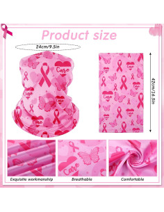 24 Gaiters de Cuello Rosa Conciencia Cáncer de Mama para Mujeres 2