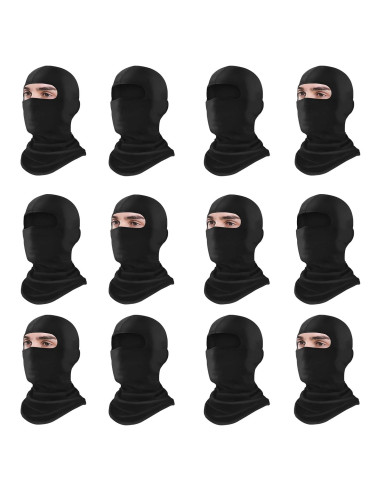Paquete de 12 Máscaras Balaclava Xeoxarel Unisex - Negro