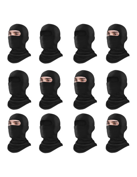 Paquete de 12 Máscaras Balaclava Xeoxarel Unisex - Negro
