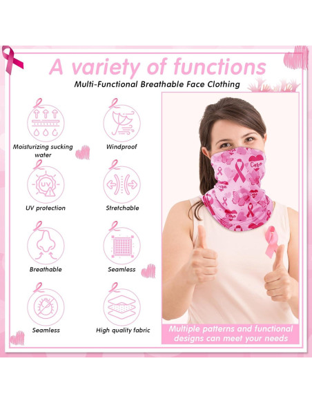 24 Gaiters de Cuello Rosa Conciencia Cáncer de Mama para Mujeres