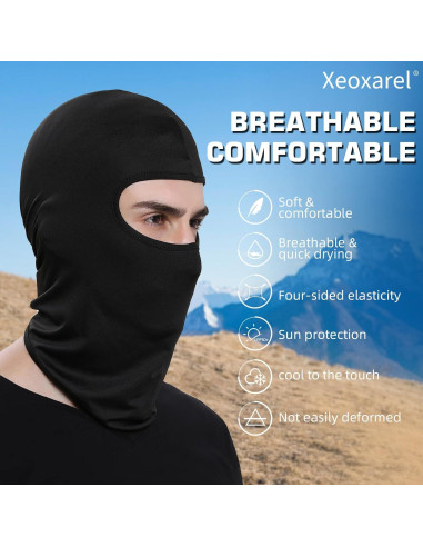 Paquete de 12 Máscaras Balaclava Xeoxarel Unisex - Negro
