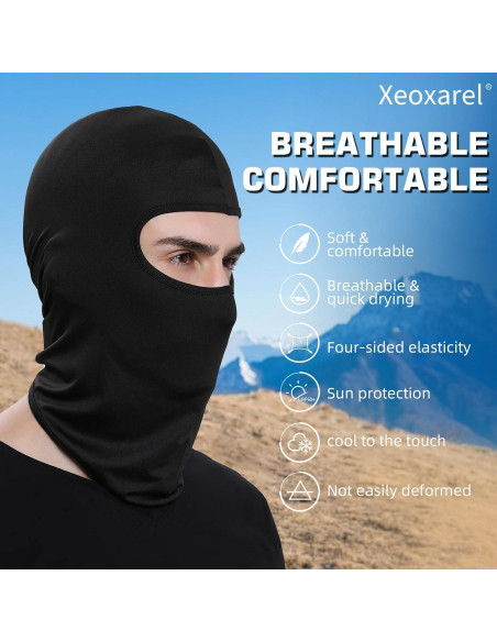 Paquete de 12 Máscaras Balaclava Xeoxarel Unisex - Negro