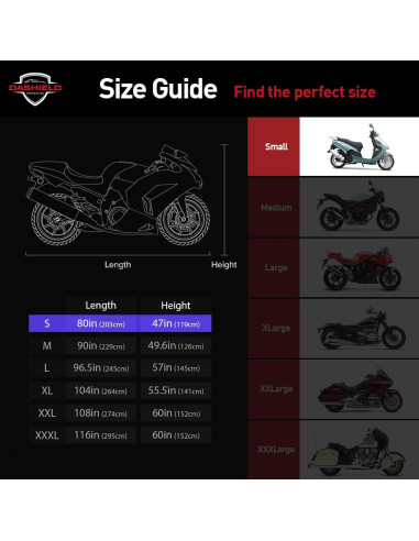 Cubierta de Motocicleta DASHIELD Universal Impermeable 203 cm