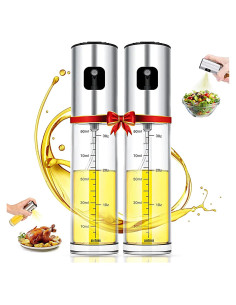 Rociador de Aceite Aishini 100ml - Paquete de 2, Vidrio y Acero Inoxidable