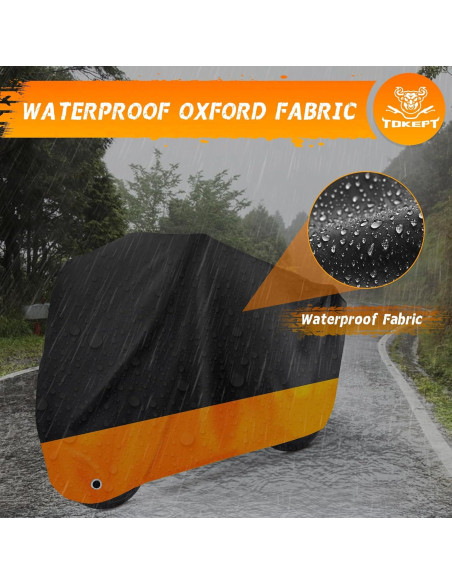 Cubierta de Motocicleta Tokept XL Impermeable Negro y Naranja
