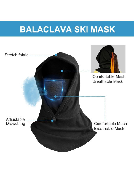 Balaclava LOKZEER Unisex Negra - Máscara de Esquí Transpirable