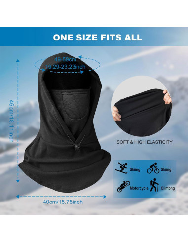 Balaclava LOKZEER Unisex Negra - Máscara de Esquí Transpirable