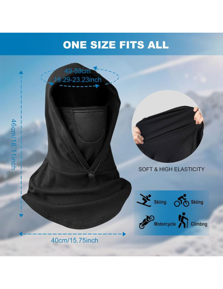 Balaclava LOKZEER Unisex Negra - Máscara de Esquí Transpirable