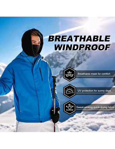 Balaclava LOKZEER Unisex Negra - Máscara de Esquí Transpirable