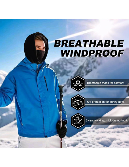 Balaclava LOKZEER Unisex Negra - Máscara de Esquí Transpirable