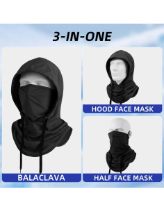 Máscara Balaclava Verano UV Protección Solar Unisex Negro 2