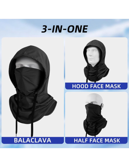 Máscara Balaclava Verano UV Protección Solar Unisex Negro