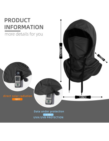 Máscara Balaclava Verano UV Protección Solar Unisex Negro