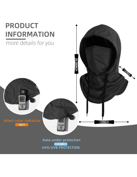 Máscara Balaclava Verano UV Protección Solar Unisex Negro