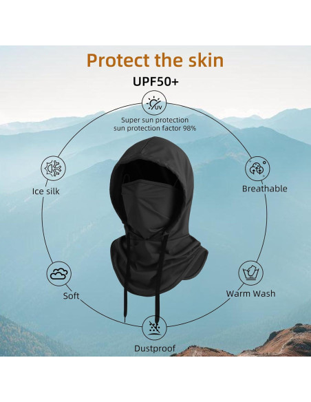 Máscara Balaclava Verano UV Protección Solar Unisex Negro
