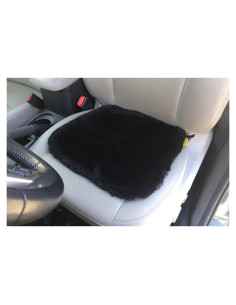 Almohadilla de Asiento de Piel de Oveja Skwoosh Negra 40.6x38.1cm