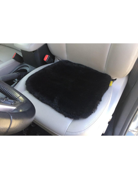 Almohadilla de Asiento de Piel de Oveja Skwoosh Negra 40.6x38.1cm