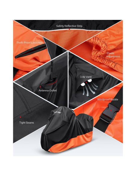 Cubierta de Moto Impermeable Benlari XL 294x119x135 cm