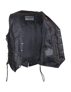 Chaleco de motocicleta de cuero negro mujer XX-Large con trenzado 2