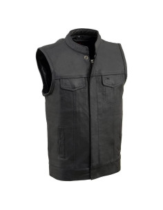 Chaleco de Cuero Negro Abierto Milwaukee Leather LKY3850 para Jóvenes