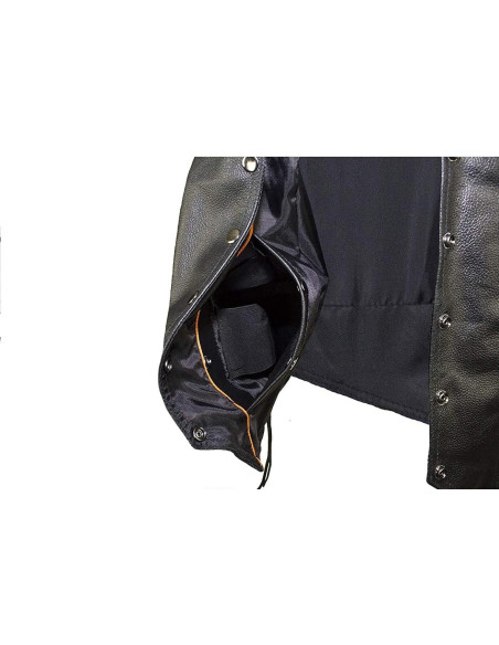 Chaleco de motocicleta de cuero negro mujer XX-Large con trenzado